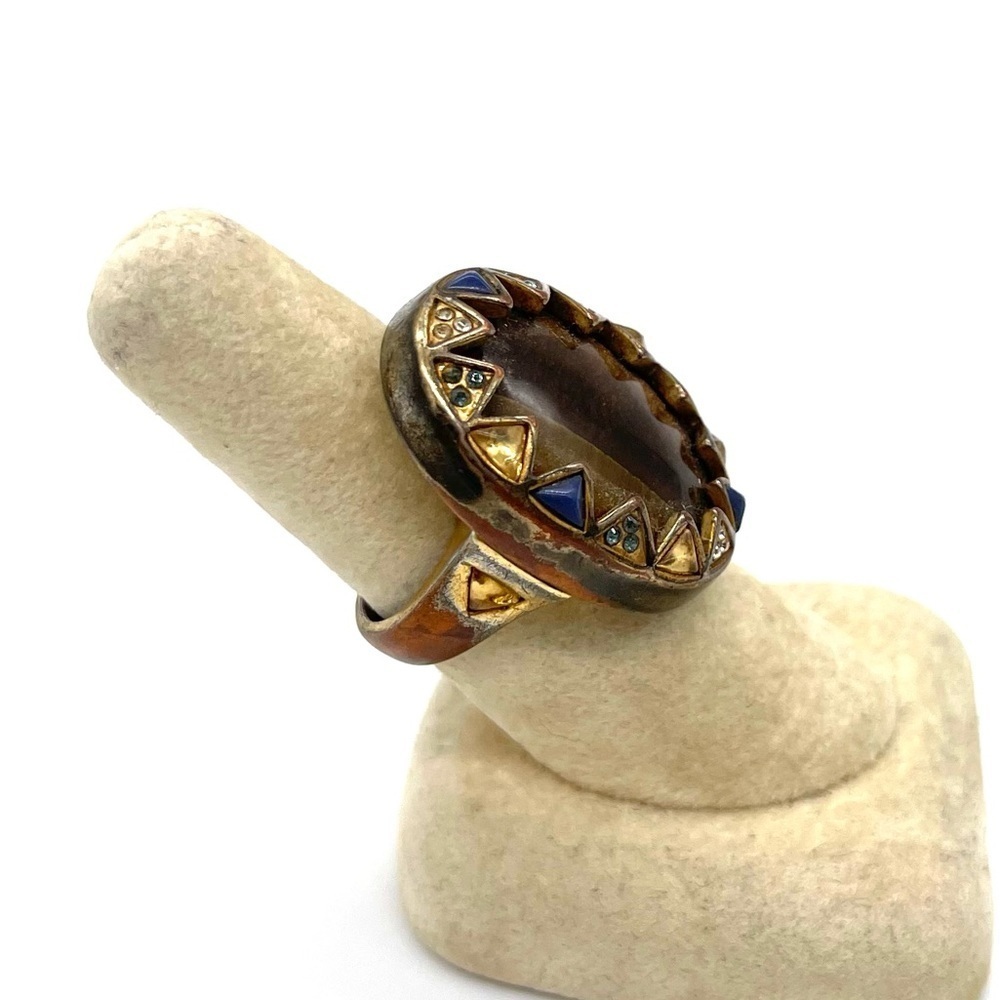 House of Harlow Hold Tone Tiger’s Eye with Crystal Accents size 8 - Picture 2 of 5